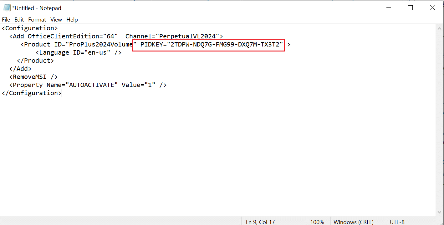 Customized Configuration XML File for Office 2025